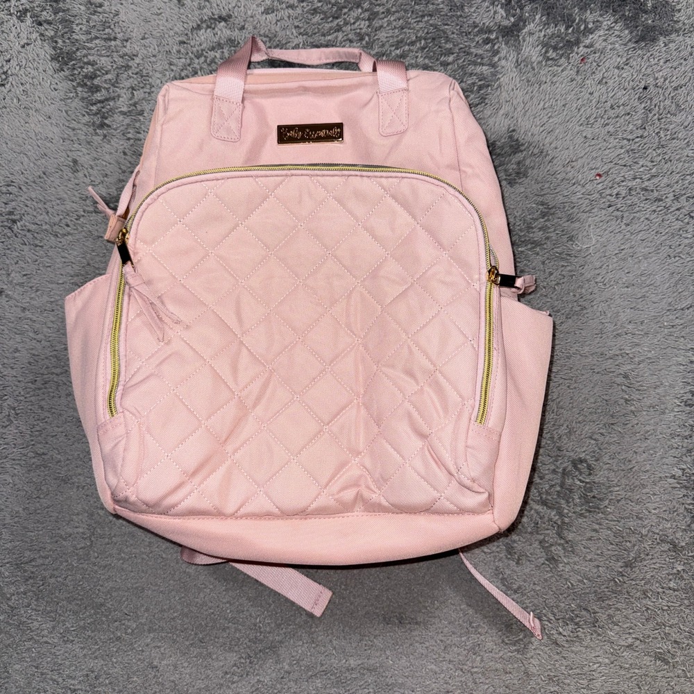 Baby Essentials Unisex Quilted Diaper Bag Backpack OS Pink Gold Tone Hardware
